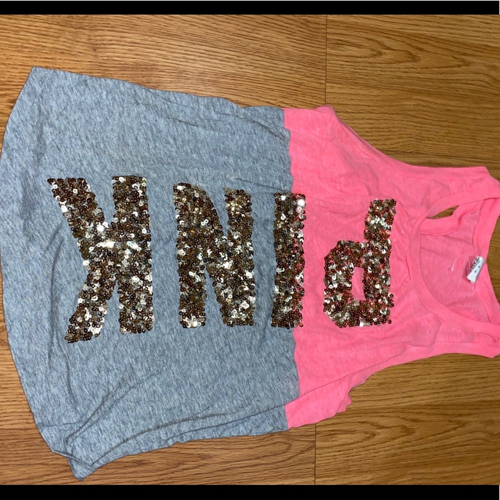 Pink Sequined Muscle Tank